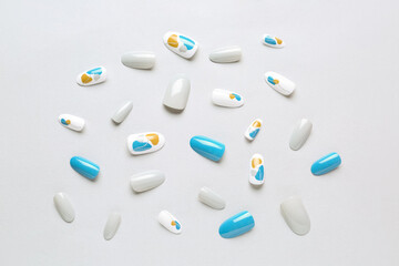 Press-on nails on white background