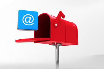 Digital png illustration of mailbox with at icon on transparent background