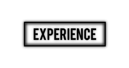 Digital png illustration of black frame and experience text on transparent background