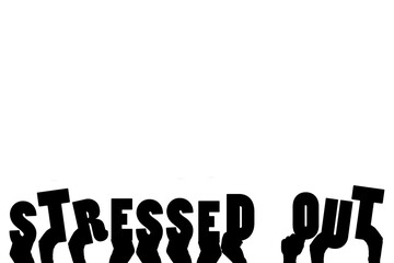 Digital png silhouette image of hands holding stressed out text on transparent background