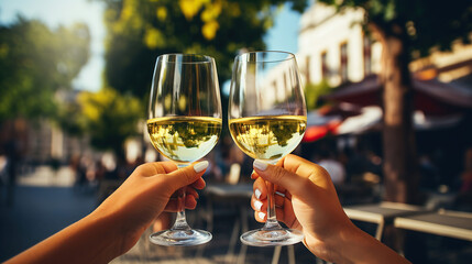 The two women are enjoying a glass of wine at the elegant wine bar, savoring the rich flavors and engaging in lively conversation.
