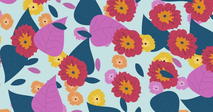 Infinte loop Modern colorful seamless retro floral pattern.Cute botanical abstract contemporary seamless flower pattern animated background