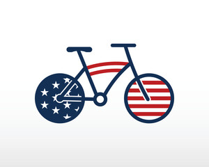 Patriotic bicycle logo in American colors for versatile designs