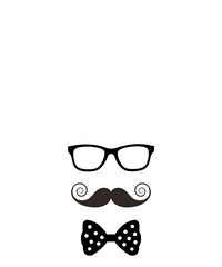 Naklejka premium Digital png illustration of deer head with glasses, moustache and bow on transparent background