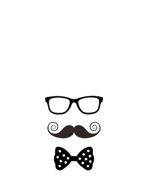 Digital png illustration of deer head with glasses, moustache and bow on transparent background