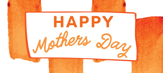 Digital png illustration of happy mothers day text with orange shapes on transparent background