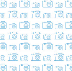 Digital png illustration of blue cameras pattern on transparent background