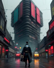 Obraz premium Samurai - Lost in Time, Found in the City