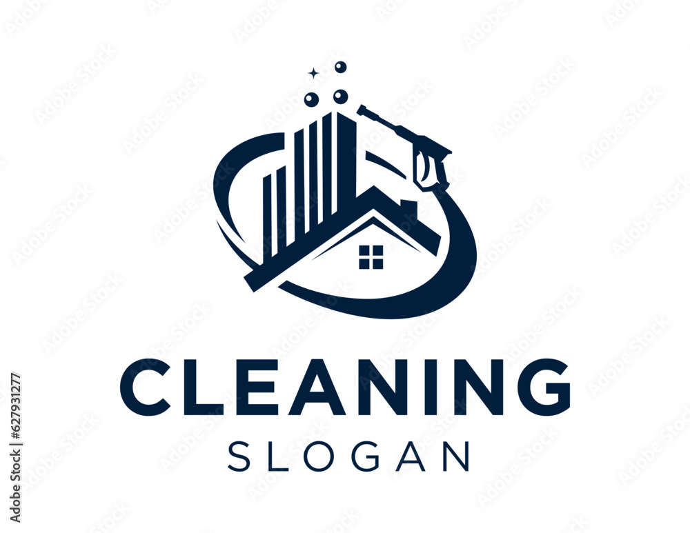 Poster logo design about cleaning on a white background. made using the coreldraw application.