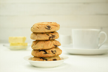 Delicious chocolate cookies, round in shape