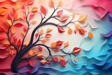3d colorful tree with home decor, luxury 3d tree for home wall decor