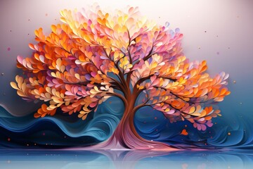 3d colorful tree with home decor, luxury 3d tree for home wall decor