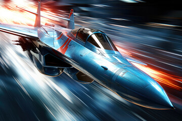 Fototapeta premium Airplane with motion blur effect. Generative AI