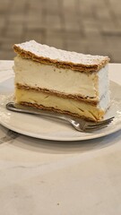 puff pastry with a whipped pastry cream napoleon cake in bakery