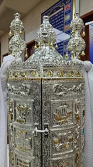 Fotobehang torah scroll sefer torah silver with ornaments jewish beautiful color 12 tribes hoshen israel © oshri