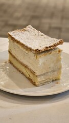 puff pastry with a whipped pastry cream napoleon cake in bakery