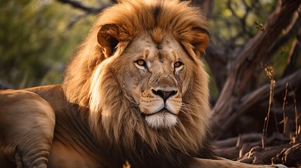 Fototapeta premium Majestic Lion in Natural Habitat