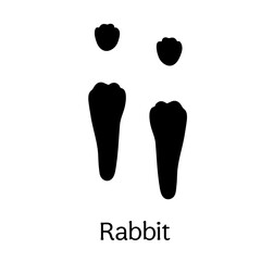 Black silhouette of rabbit prints isolated on white