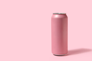 Can of fresh soda on pink background