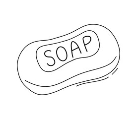 Skin care product, soap. Cosmetic object. Vector hand drawn doodle outline illustration isolated on white background