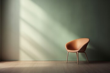 Elegantly Designed Soft Brown Chair in Photorealistic Rendering, Capturing Minimalist Beauty, Light Orange and Light Emerald, generative ai