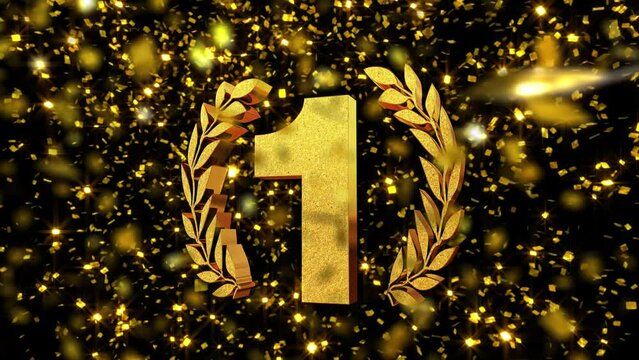 Ranking Gold Confetti background 3D Text 1st