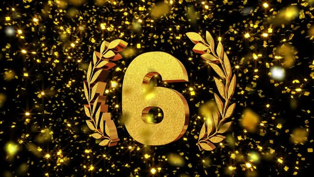Ranking Gold Confetti background 3D Text 6th