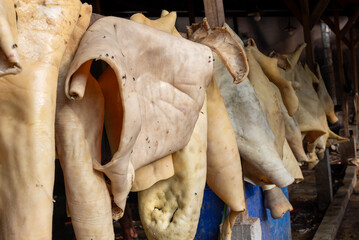 the skin of slaughtered animals that have been cleaned to be used as food for "rambak" crackers