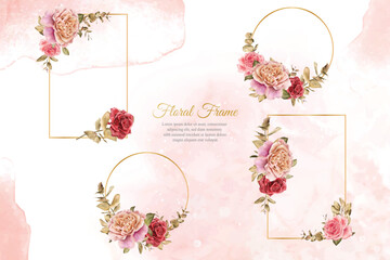 Watercolor Floral Frames Multi Purpose Template Design Collection