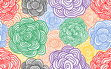 Hand drawn abstract colorful line doodle seamless pattern paper print wallpaper background