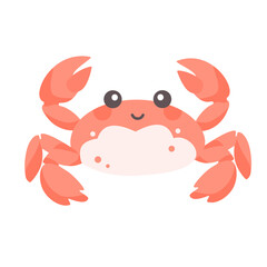 Children's flat vector illustration on white background. Cute pink crab . Vector illustration © Alena