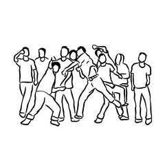 resistance people protest vector illustration line art style 