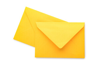 Yellow envelopes isolated on white background