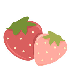 Cute strawberries cartoon vector flat design isolated
