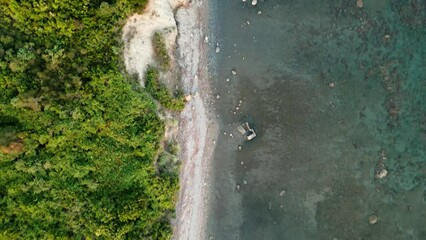 The Adriatic Sea, coastline separating the blue water from the steep cliff
