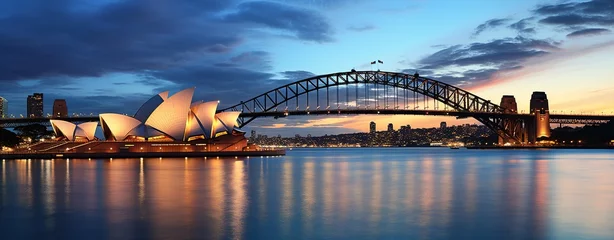 Deurstickers Sydney Harbour Bridge Sydney Opera House and Harbour Bridge