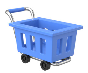 3D shopping cart. 3D illustration.
