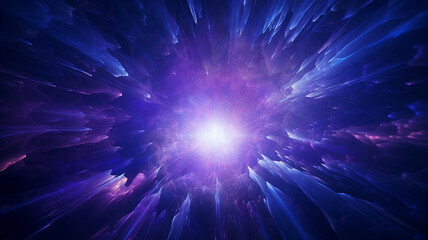 Fototapeta na wymiar Abstract explosion of violet and blue light background. Generative AI