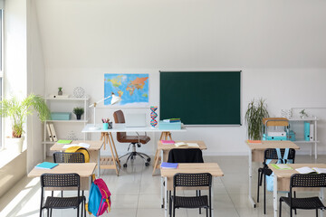 Interior of stylish modern empty classroom