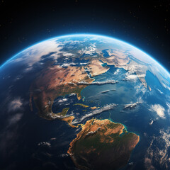 Fototapeta premium imagem do planeta terra, vista somente a metade dele, com o fundo escuro