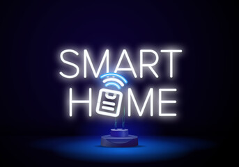 Smart house logo. Smart house icon. Home automation. The concept of a home system with wireless centralized control. Vector.