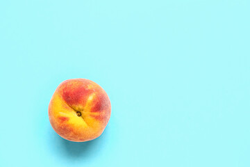 Sweet peach on blue background