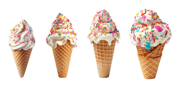 Ice cream wafer cone on transparent background. Generative AI image