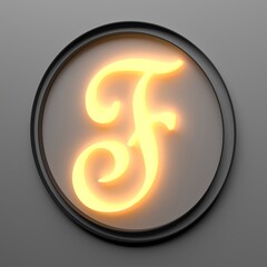 illustration of alphabet latter F with yellow neon 