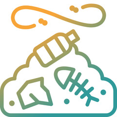 garbage pile gradient line icon