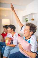 Fototapeta premium Man shouting while watching a soccer game