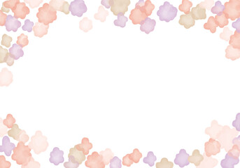 ピンクの花で囲んだ水彩フレーム