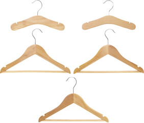 wooden clothing hangers in a range of sizes high res photograph, clearcut