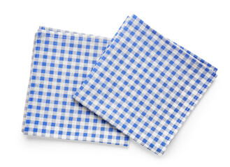 Checkered clean napkins isolated on white background