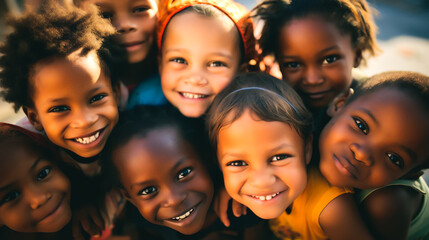 a diverse group of smiling children from low-income countries, representing the hopeful potential of their lives being saved